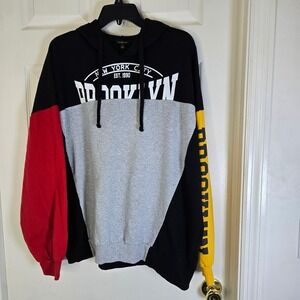 Upcycled NWOT Brooklyn New York City Color Block Hoodie Sweatshirt 1X